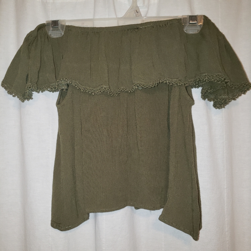 Green off the shoulder top